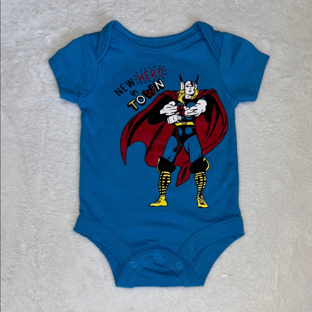 Marvel Blue Superhero Baby Onesie bodysuit short sleeve 0 months